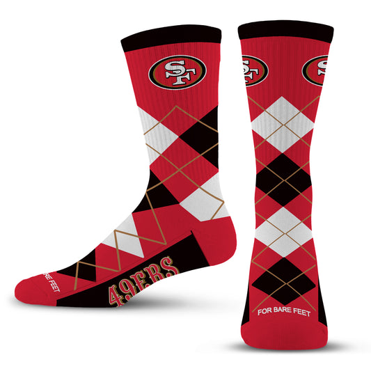 SAN FRANCISCO 49ERS MEN'S FOR BARE FEET ARGYLE FYRE SOCKS