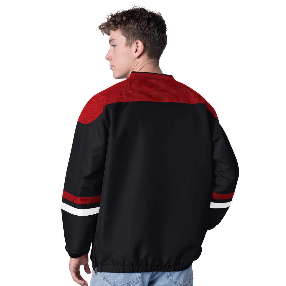 SAN FRANCISCO 49ERS MEN'S G-III BY CARL BANKS TOP PLAYER PULLOVER JACKET - BLACK/RED