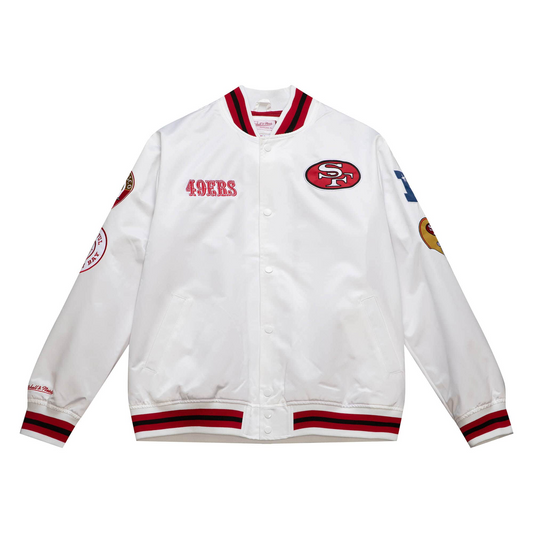 SAN FRANCISCO 49ERS MEN'S MITCHELL & NESS CITY COLLECTION LIGHTWEIGHT SATIN JACKET - WHITE