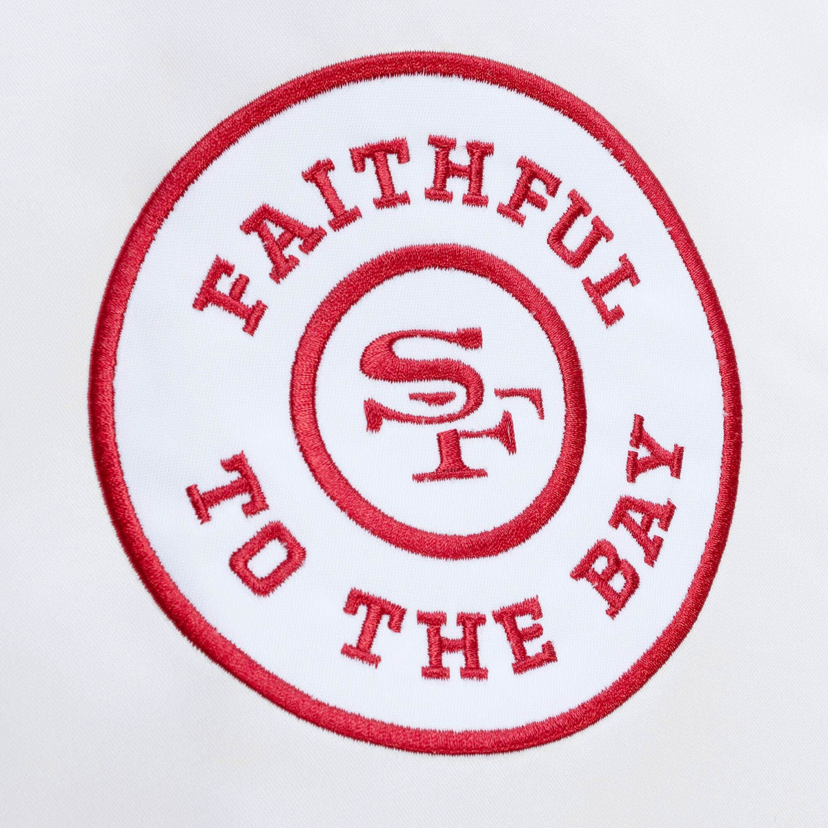 SAN FRANCISCO 49ERS MEN'S MITCHELL & NESS CITY COLLECTION LIGHTWEIGHT SATIN JACKET - WHITE