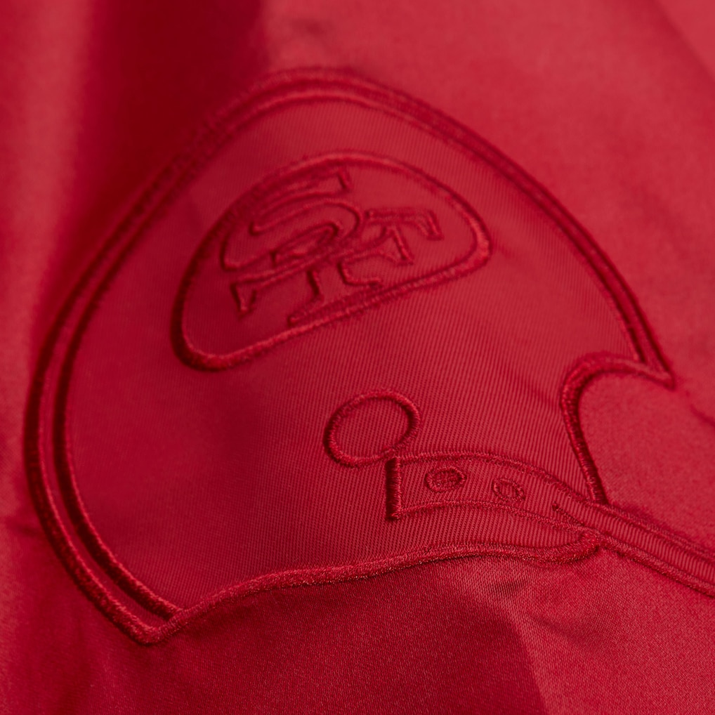 SAN FRANCISCO 49ERS MEN'S MITCHELL & NESS DOWNTOWN VINTAGE COACHES FULL-SNAP SATIN JACKET - RED