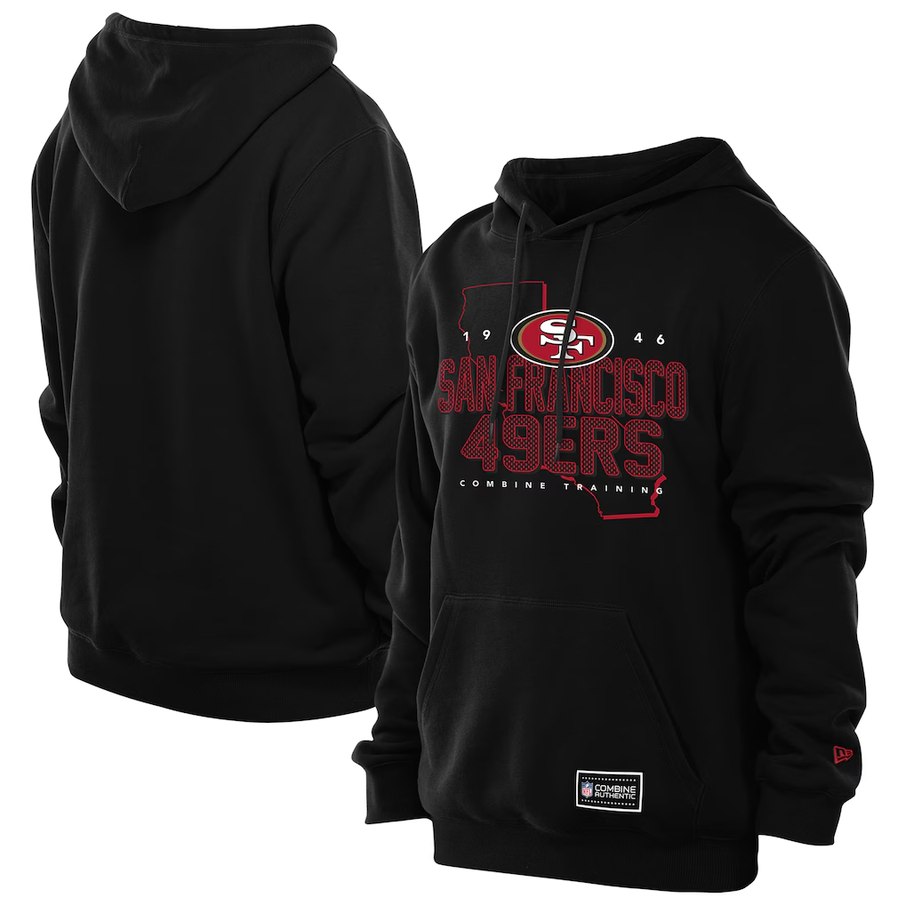 SAN FRANCISCO 49ERS MEN'S NEW ERA NFL COMBINE PULLOVER HOODED SWEATSHIRT - BLACK