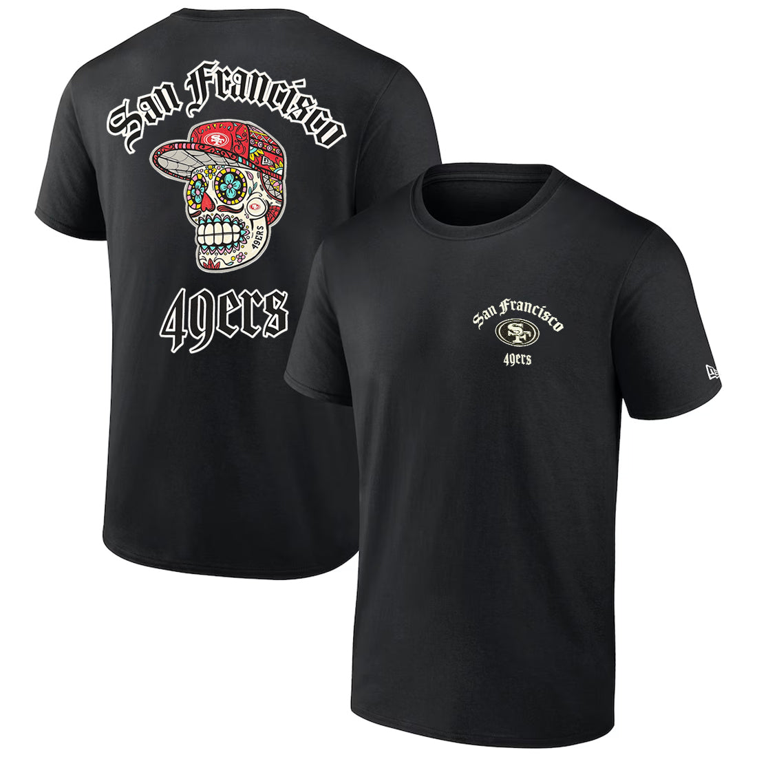 SAN FRANCISCO 49ERS MEN'S NEW ERA SUGAR SKULL T-SHIRT - BLACK