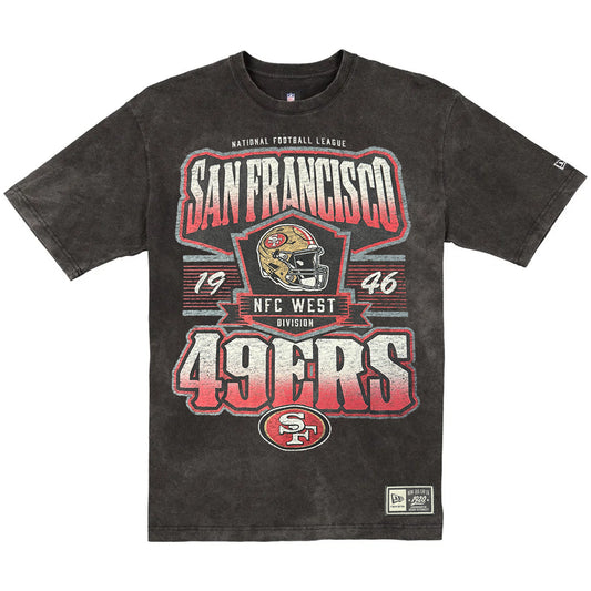 SAN FRANCISCO 49ERS MEN'S NEW ERA THROWBACK ACID WASH T-SHIRT - BLACK