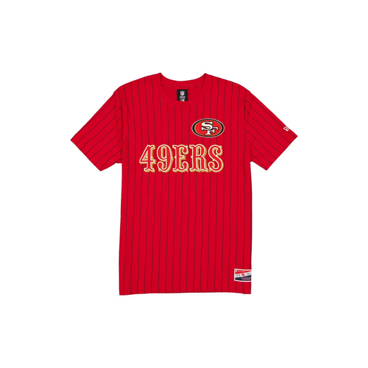 SAN FRANCISCO 49ERS MEN'S NEW ERA THROWBACK PINSTRIPE T-SHIRT - RED