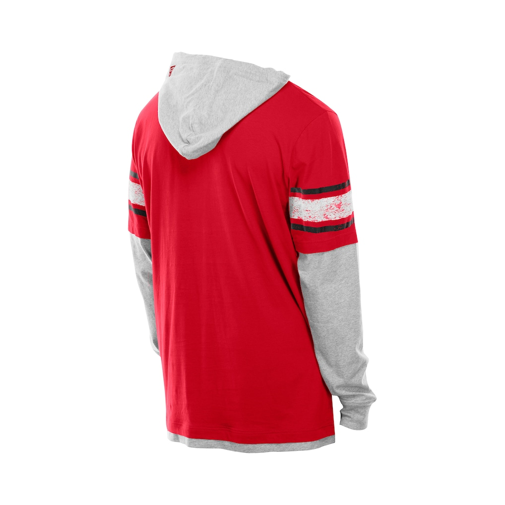 SAN FRANCISCO 49ERS MEN'S NEW ERA TWOFER LAYERED LONG SLEEVE T-SHIRT - RED/GRAY