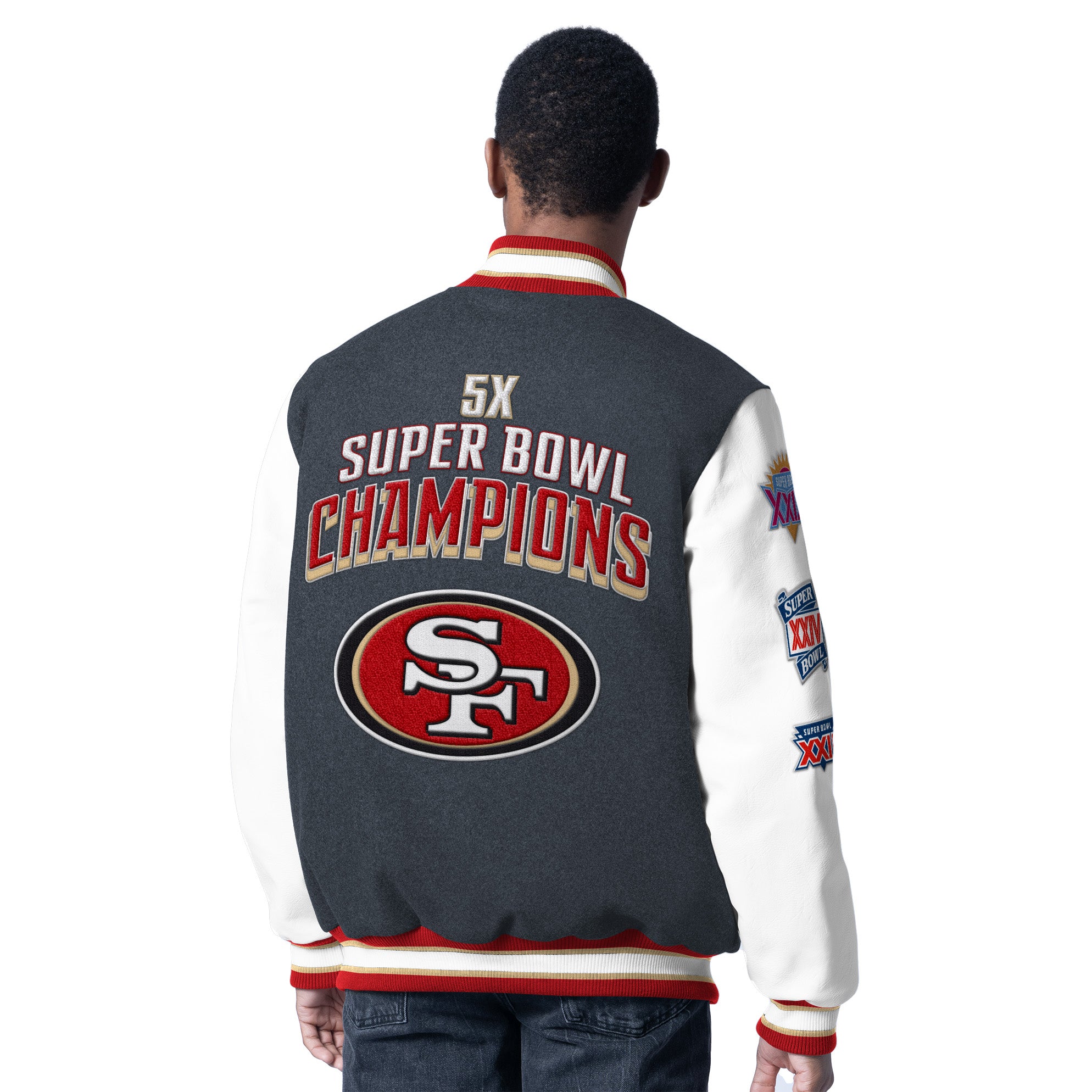 SAN FRANCISCO 49ERS MEN'S PUMP FAKE LETTERMAN JACKET – JR'S SPORTS