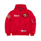 SAN FRANCISCO 49ERS MEN'S RETRO NEWERA X ALPHA INDUSTRIES L-2B HOODED BOMBER JACKET - RED