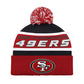 SAN FRANCISCO 49ERS MEN'S STARTER LEGACY CUFFED KNIT WITH POM - BLACK/RED