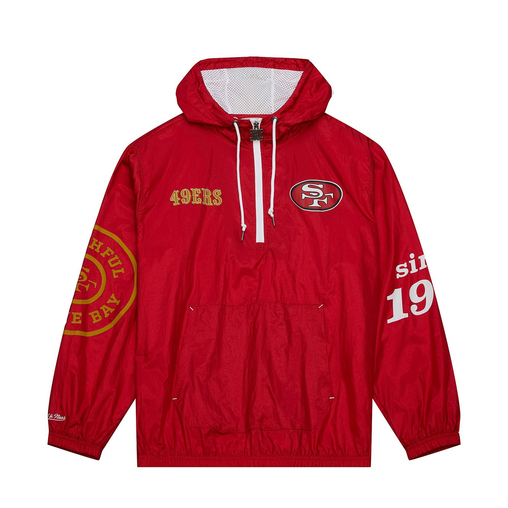 SAN FRANCISCO 49ERS MEN'S TEAM OG FAITHFUL TO THE BAY ANORAK PULLOVER WINDBREAKER