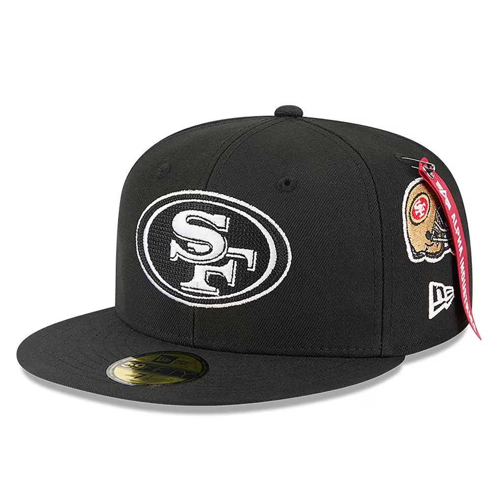 SAN FRANCISCO 49ERS NEW ERA X ALPHA INDUSTRIES 59FIFTY FITTED HAT - BLACK