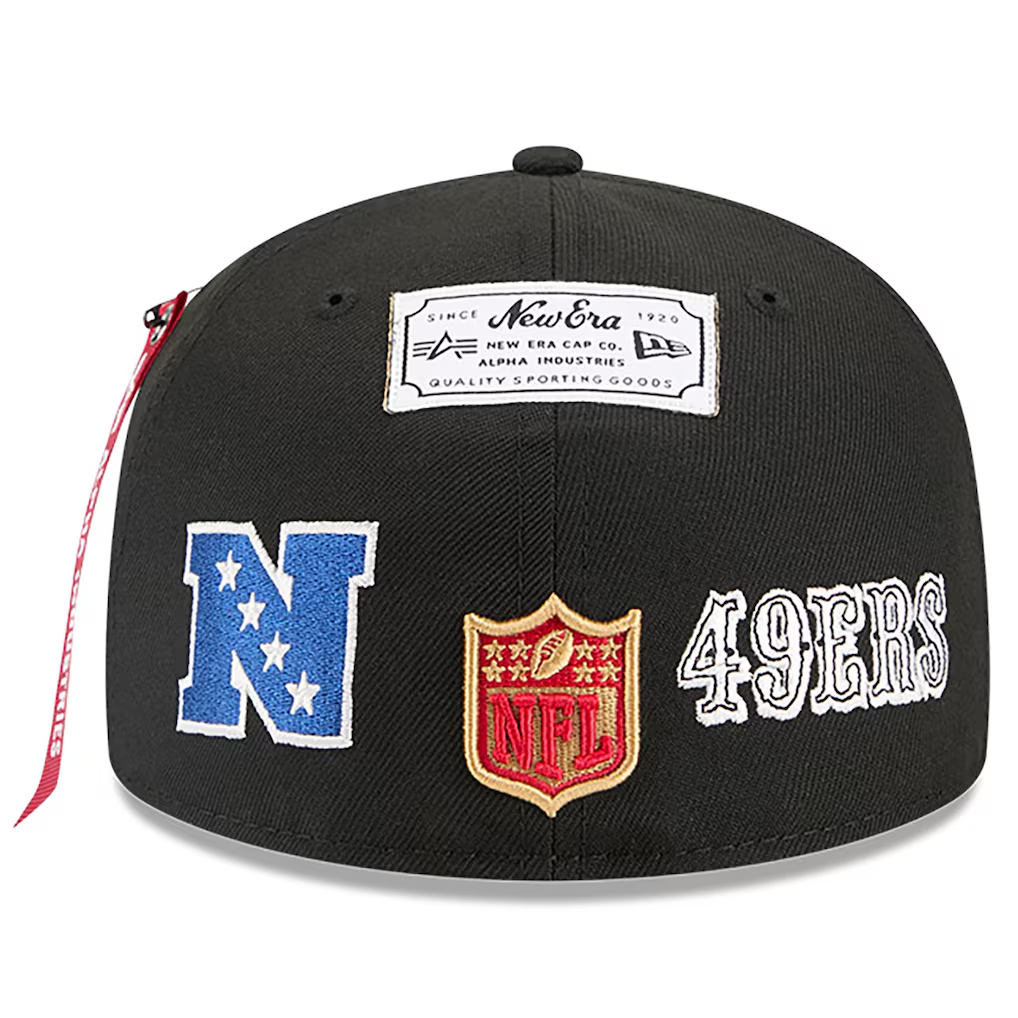 SAN FRANCISCO 49ERS NEW ERA X ALPHA INDUSTRIES 59FIFTY FITTED HAT - BLACK