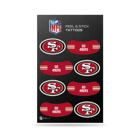 SAN FRANCISCO 49ERS PEEL & STICK TEMPORARY FACE TATTOOS AND EYE BLACK