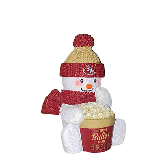 SAN FRANCISCO 49ERS POPCORN SNOWMAN ORNAMENT