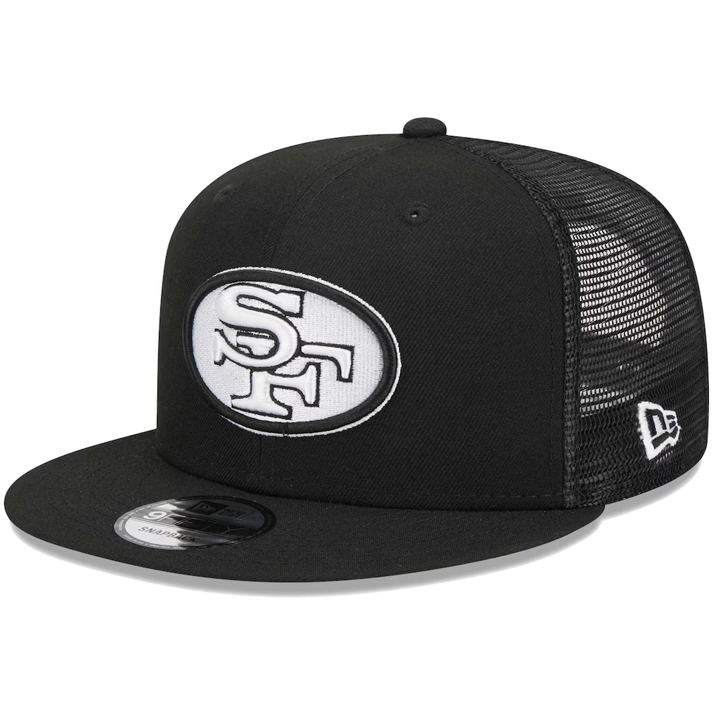 SAN FRANCISCO 49ERS RETRO EVERGREEN TRUCKER 9FIFTY SNAPBACK HAT - BLACK/WHITE