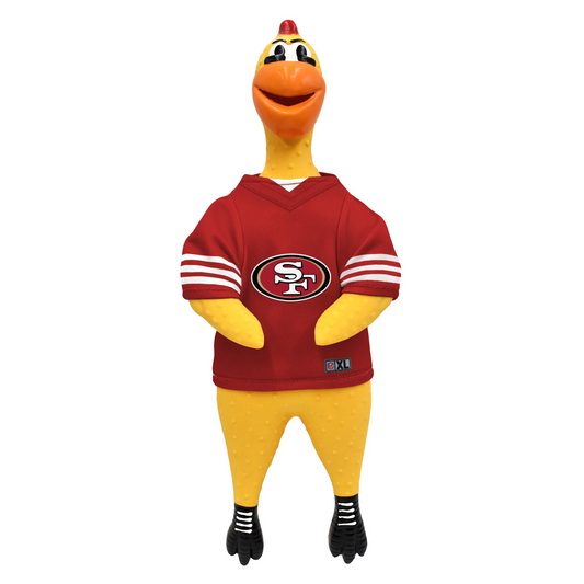 JUGUETE PARA MASCOTAS DE POLLO DE GOMA DE LOS 49ERS DE SAN FRANCISCO