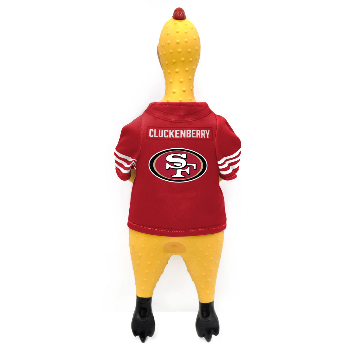 JUGUETE PARA MASCOTAS DE POLLO DE GOMA DE LOS 49ERS DE SAN FRANCISCO