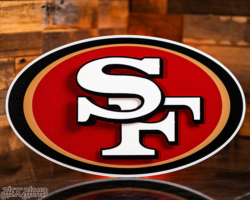 SAN FRANCISCO 49ERS "SF OVAL" 3D VINTAGE METAL WALL ART - 27" X 16"