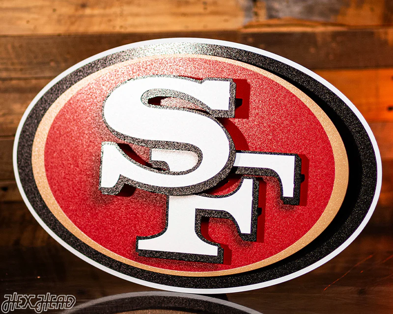 SAN FRANCISCO 49ERS "SF OVAL" 3D VINTAGE METAL WALL ART - 27" X 16"