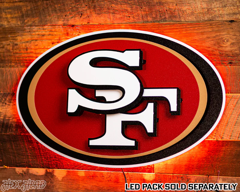 SAN FRANCISCO 49ERS "SF OVAL" 3D VINTAGE METAL WALL ART - 27" X 16"