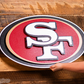 SAN FRANCISCO 49ERS "SF OVAL" 3D VINTAGE METAL WALL ART - 27" X 16"
