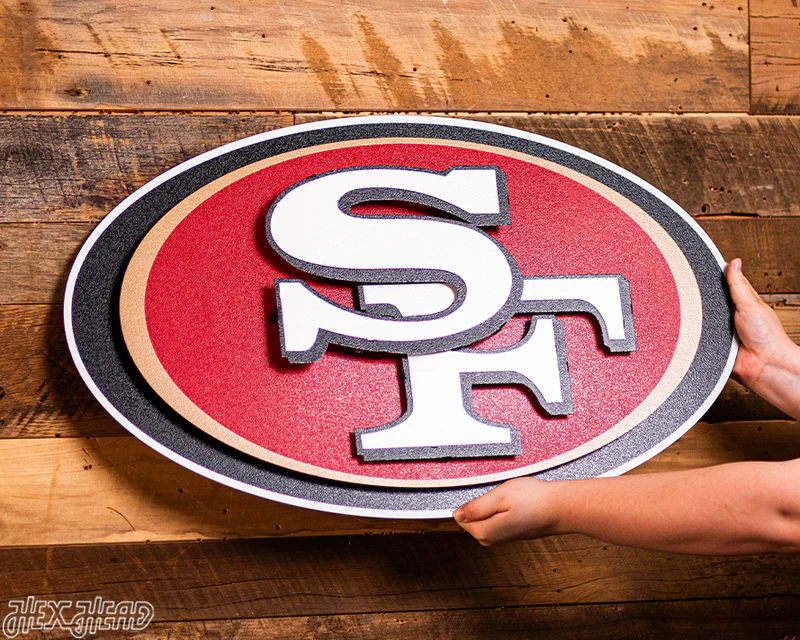 SAN FRANCISCO 49ERS "SF OVAL" 3D VINTAGE METAL WALL ART - 27" X 16"