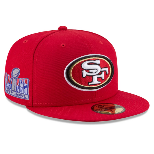 SAN FRANCISCO 49ERS SUPER BOWL LVIII SIDE PATCH 59FIFTY FITTED HAT - RED