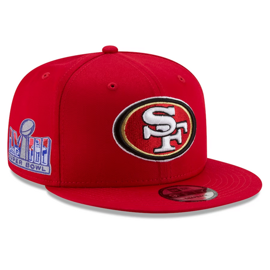 SAN FRANCISCO 49ERS SUPER BOWL LVIII SIDE PATCH 9FIFTY SNAPBACK HAT - RED