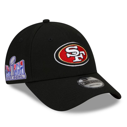 SAN FRANCISCO 49ERS SUPER BOWL LVIII SIDE PATCH 9FORTY ADJUSTABLE HAT - BLACK