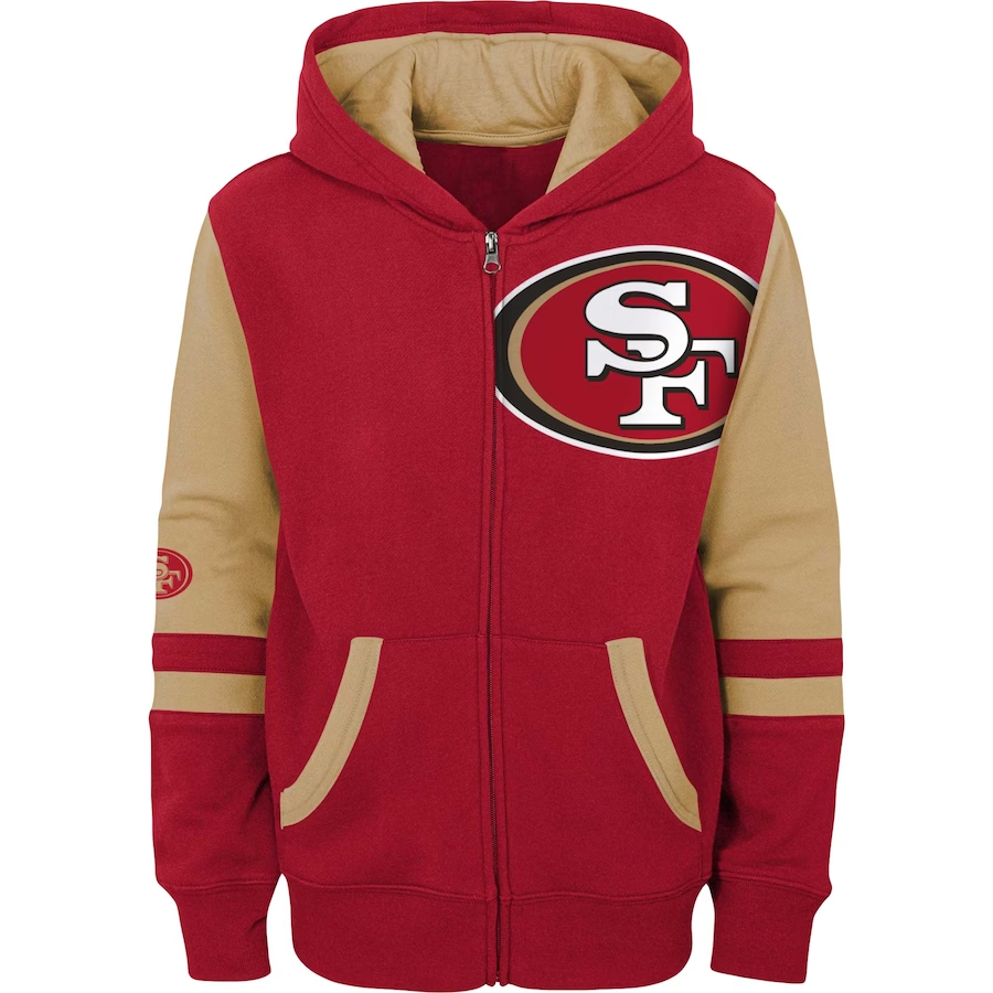 SAN FRANCISCO 49ERS TODDLER FULL ZIP STADIUM COLOR BLOCK HOODED SWEATSHIRT