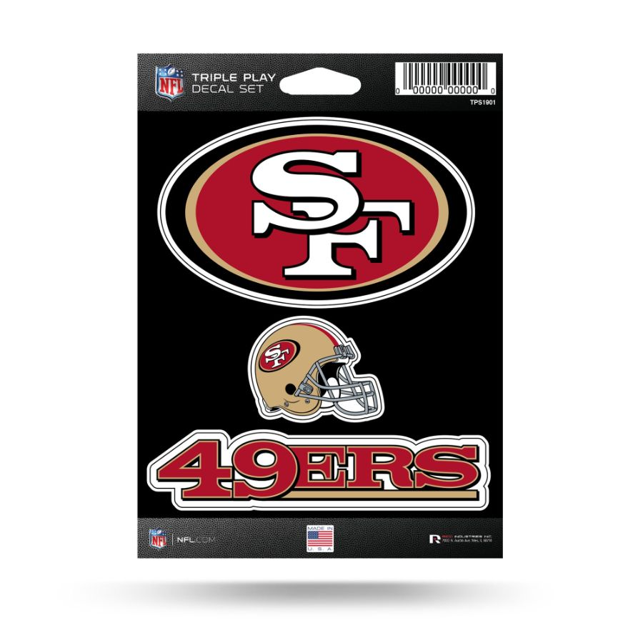 Niners Decal SAN FRANCISCO 49ERS TRIPLE PLAY DECAL SET – JR'S SPORTS