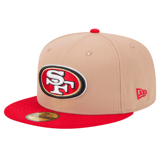 SAN FRANCISCO 49ERS TWO-TONE EVERGREEN BASIC 59FIFTY FITTED HAT - CAMEL/RED