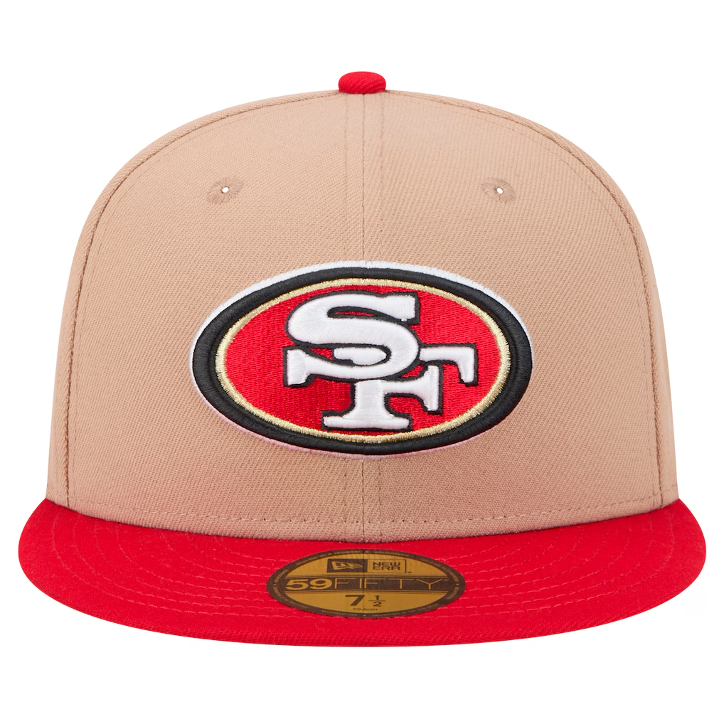 SAN FRANCISCO 49ERS TWO-TONE EVERGREEN BASIC 59FIFTY FITTED HAT - CAMEL/RED