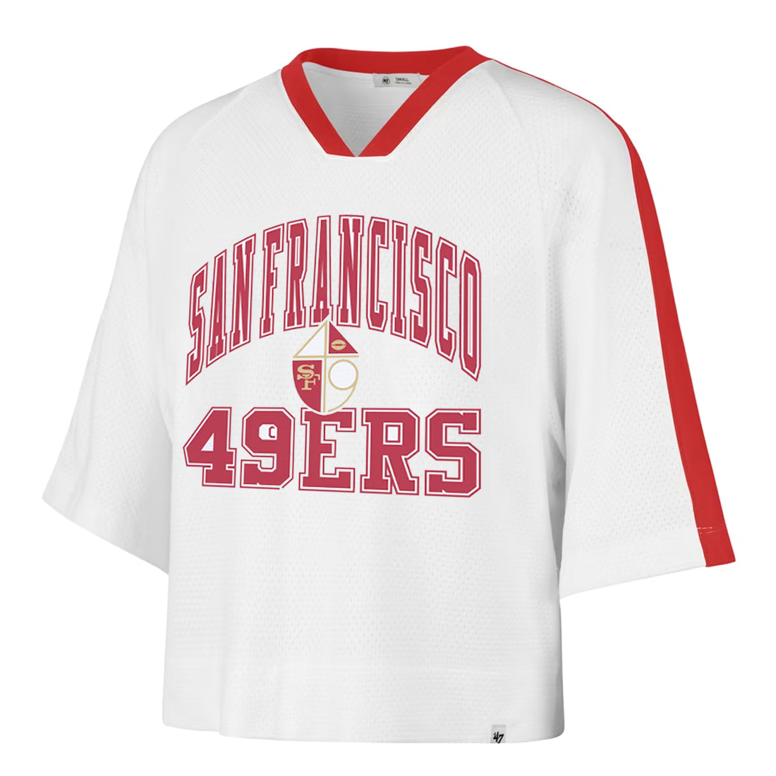 SAN FRANCISCO 49ERS WOMEN'S '47 BRAND BIG OVERARCH DROP NEEDLE RAGLAN JERSEY - WHITE