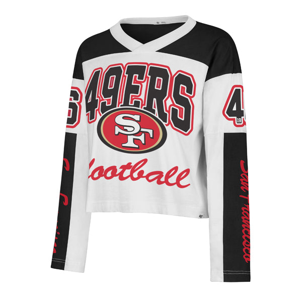 SAN FRANCISCO 49ERS WOMEN'S '47 BRAND EXCLAMATION METRO LONG SLEEVE JERSEY - WHITE/BLACK
