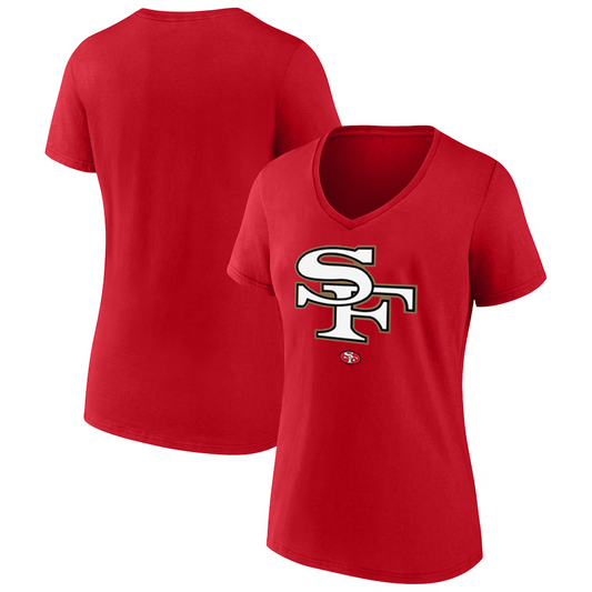 SAN FRANCISCO 49ERS WOMEN'S BIG LOGO V-NECK T-SHIRT