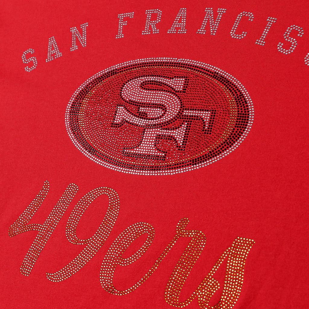 SAN FRANCISCO 49ERS WOMEN'S FOCO RHINESTONE LOGO OVERSIZED T-SHIRT - RED