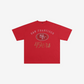 SAN FRANCISCO 49ERS WOMEN'S FOCO RHINESTONE LOGO OVERSIZED T-SHIRT - RED