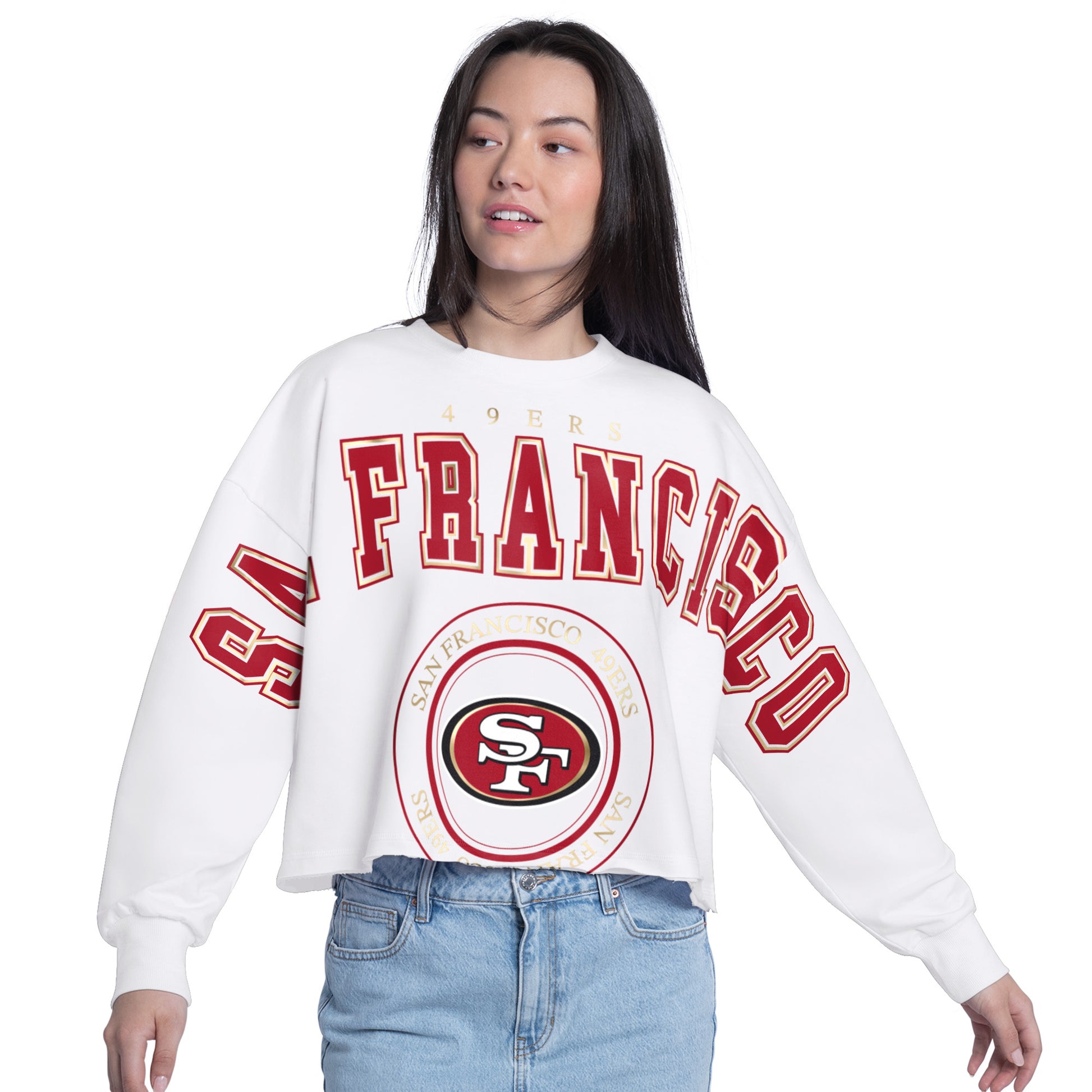 SAN FRANCISCO 49ERS WOMEN'S G-III 4HER BY CARL BANKS BLEACHERS SWEATSHIRT - WHITE