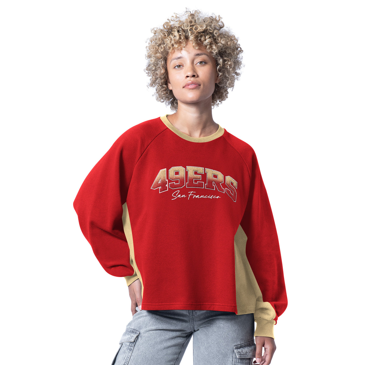 SAN FRANCISCO 49ERS WOMEN'S  G-III 4HER BY CARL BANKS IT PLAYER CREWNECK SWEATSHIRT - RED