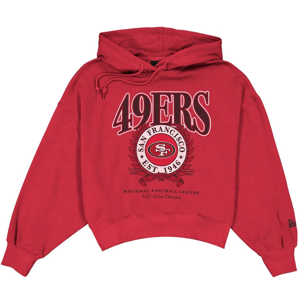 SAN FRANCISCO 49ERS WOMEN'S NEW ERA LAUREL PULLOVER HOODED SWEATSHIRT - RED
