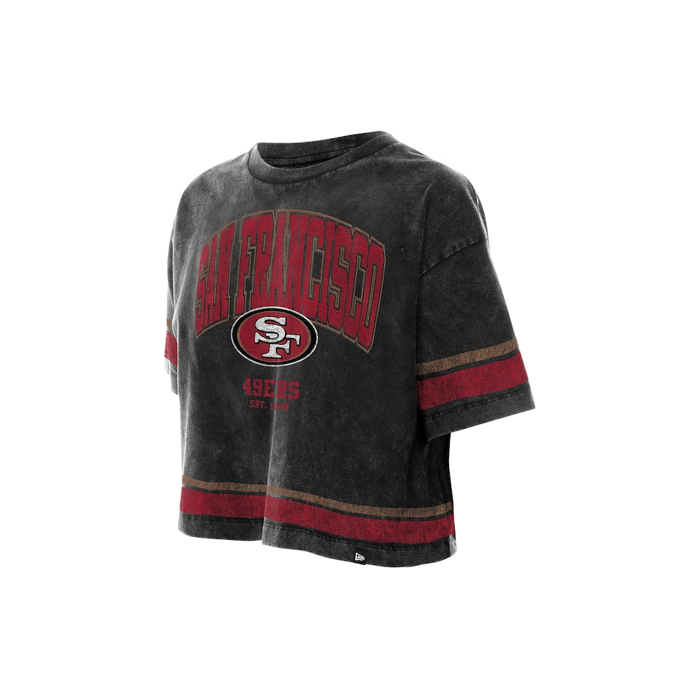 SAN FRANCISCO 49ERS WOMEN'S NEW ERA LIFE STYLE STONE WASH BOXY CROPPED T-SHIRT - BLACK