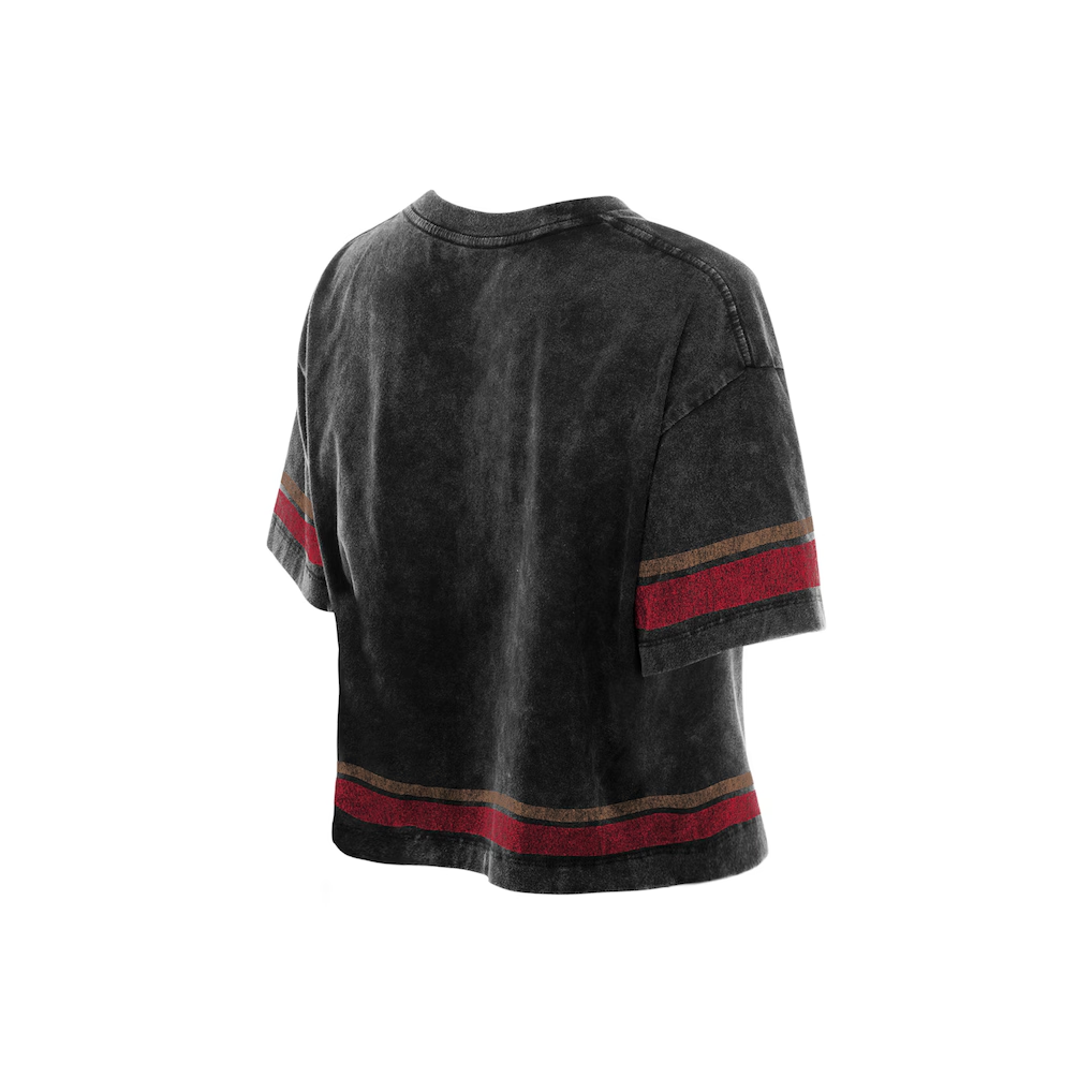 SAN FRANCISCO 49ERS WOMEN'S NEW ERA LIFE STYLE STONE WASH BOXY CROPPED T-SHIRT - BLACK