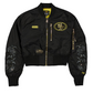 SAN FRANCISCO 49ERS WOMEN'S NEWERA X ALPHA INDUSTRIES CROPPED FULL-ZIP JACKET - BLACK/GOLD