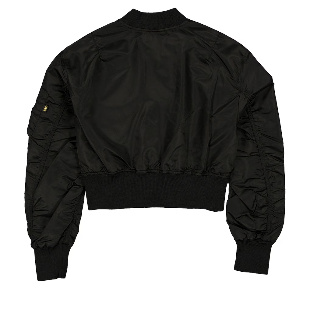 SAN FRANCISCO 49ERS WOMEN'S NEWERA X ALPHA INDUSTRIES CROPPED FULL-ZIP JACKET - BLACK/GOLD