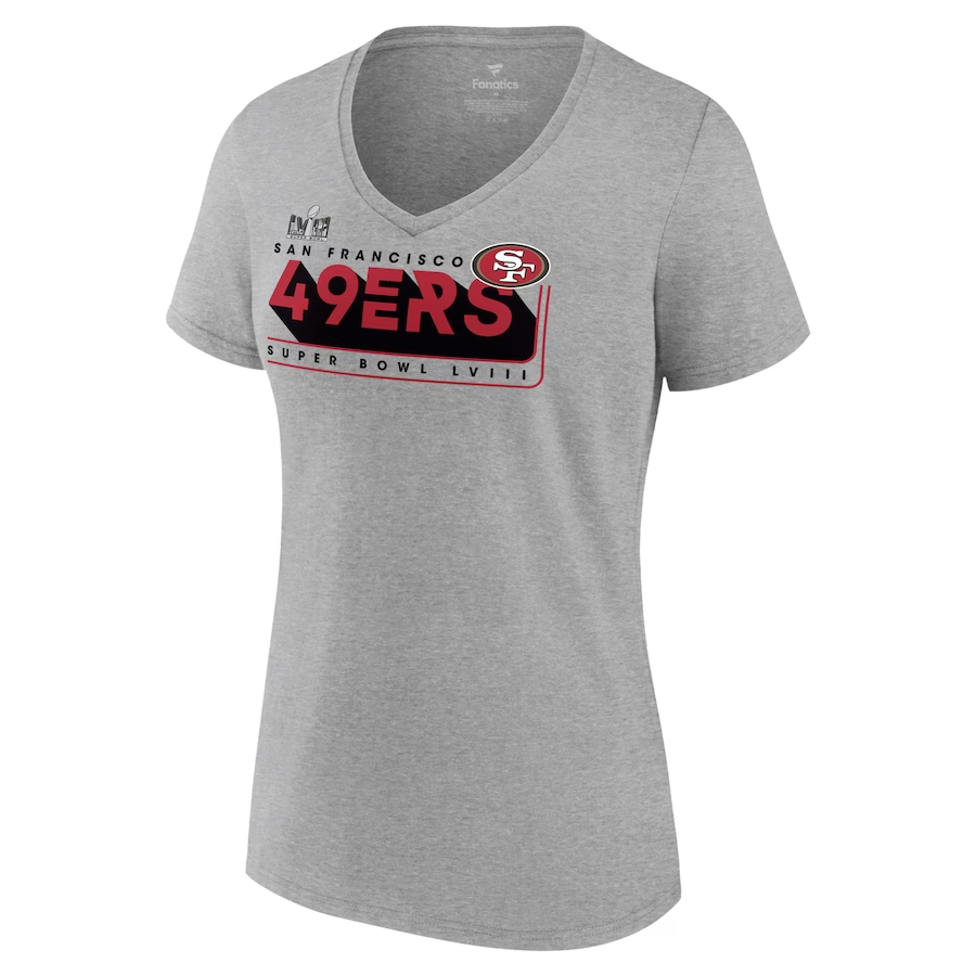 SAN FRANCISCO 49ERS WOMEN'S SUPER BOWL LVIII TEAM MEMBERS V-NECK T-SHIRT