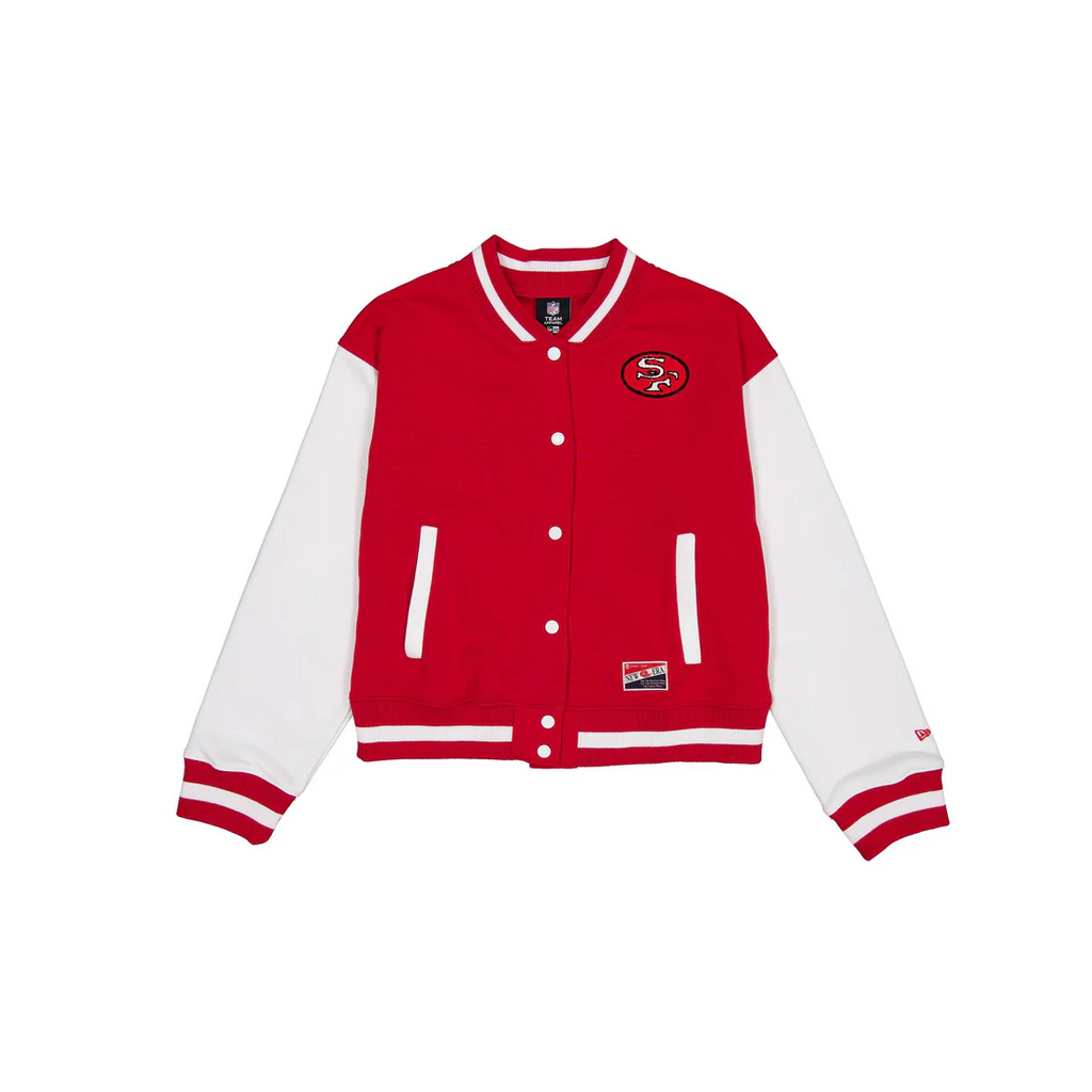 SAN FRANCISCO 49ERS WOMEN'S THROWBACK FLEECE LETTERMAN JACKET