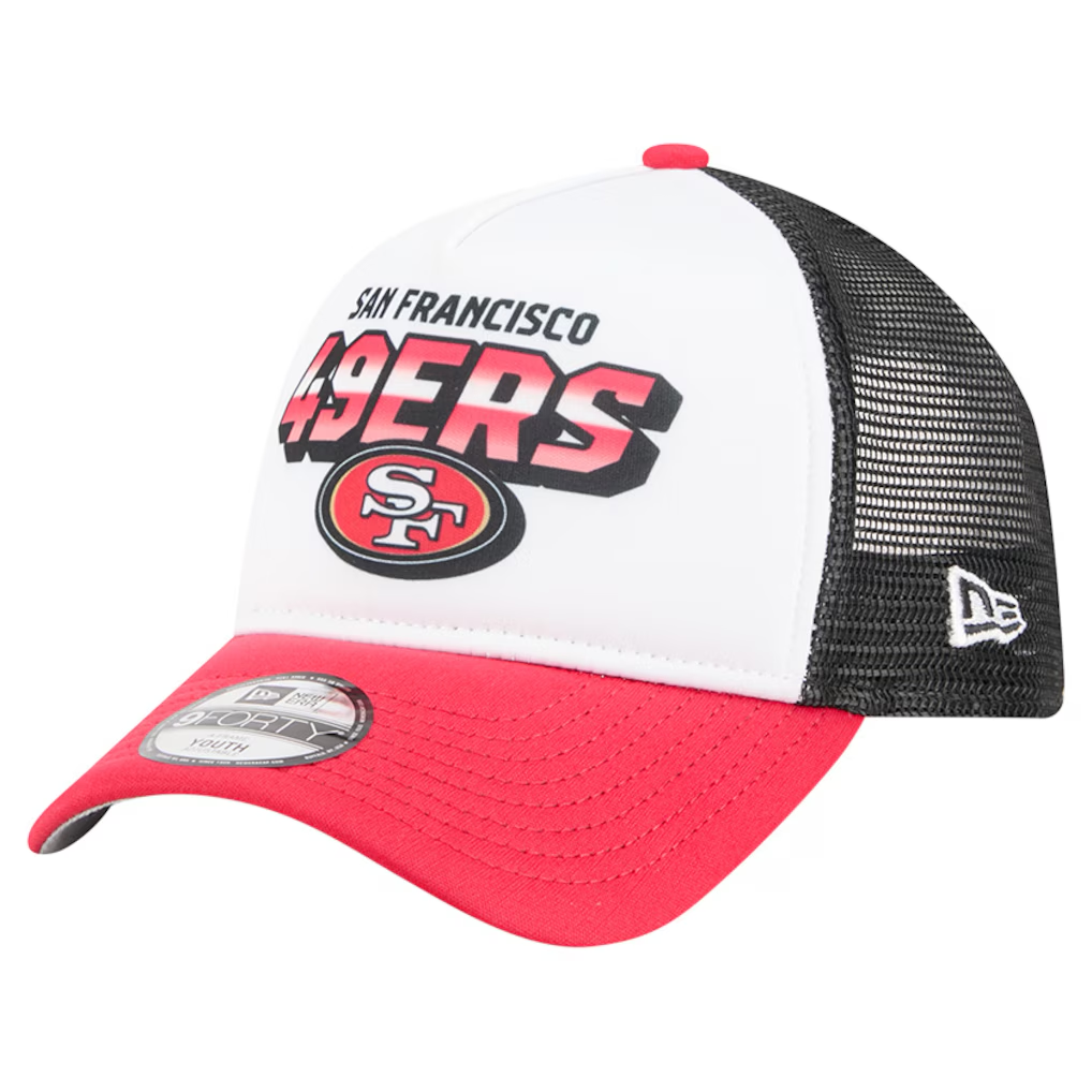 SAN FRANCISCO 49ERS YOUTH STREAK A-FRAME 9FORTY ADJUSTABLE HAT - WHITE/RED
