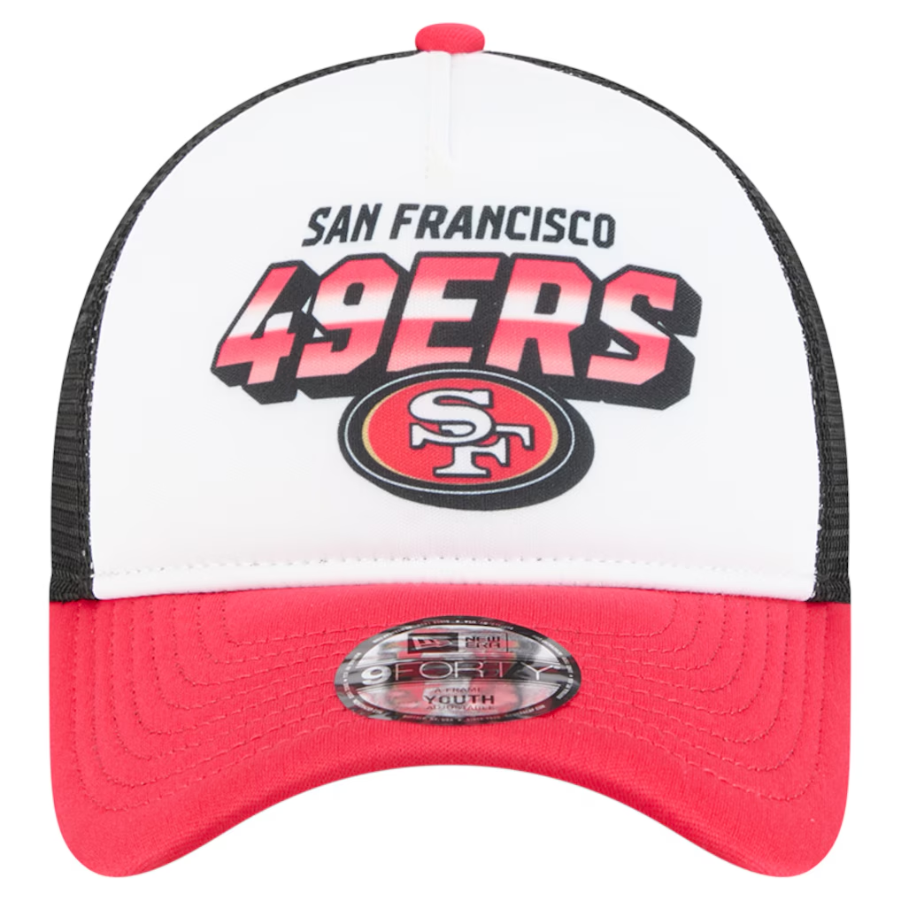 SAN FRANCISCO 49ERS YOUTH STREAK A-FRAME 9FORTY ADJUSTABLE HAT - WHITE/RED