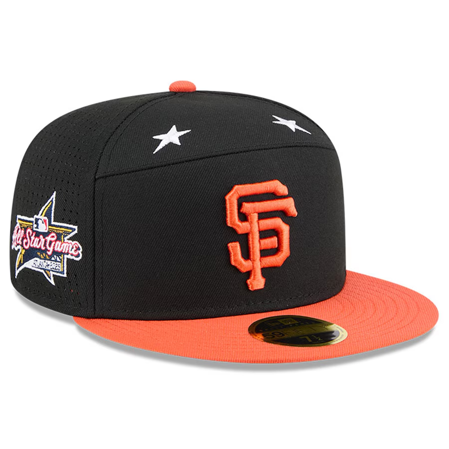SAN FRANCISCO GIANTS 2025 MLB ALL-STAR GAME SPLIT PANEL 59FIFTY FITTED HAT - BLACK/ORANGE